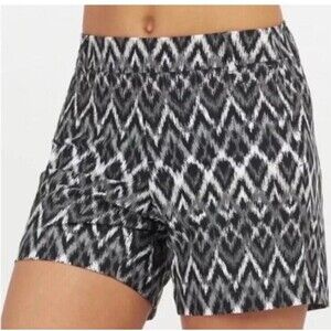 Spanx Sunshine Shorts Pull On 4" UPF 50+ Quick Dry in Grey Ikat Size XL